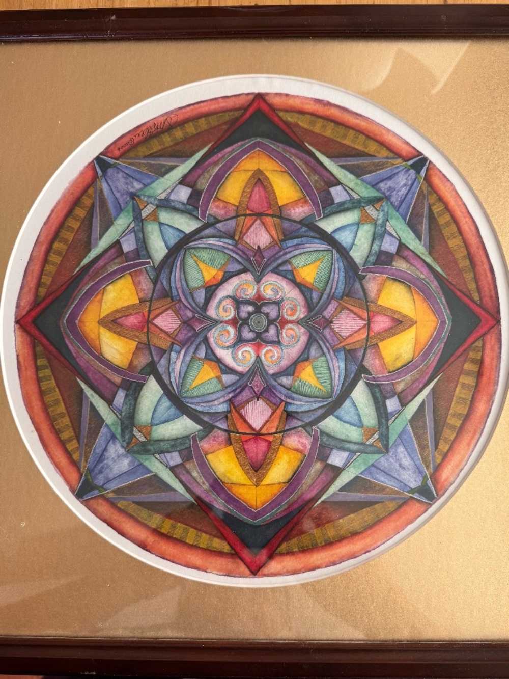 Watercolor Mandala Print - Framed
